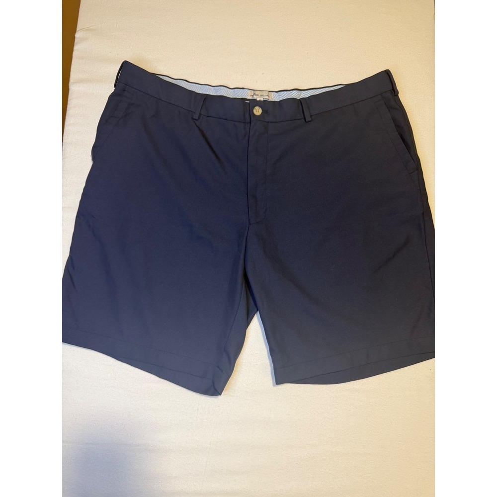 Peter Millar Mens Navy Blue Performance Golf Shorts Size 42 Flat Front Mesh